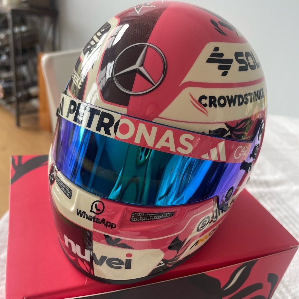 Mercedes AMG Petronas Helmet - Pink, Blue, Black, White